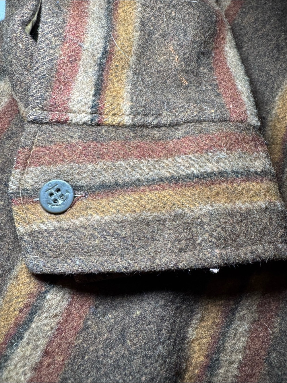 Vintage 1960s/70s Frostproof Earthtone Striped Wool Blend CPO Shirt Jacket - Men - Picture 3 of 9